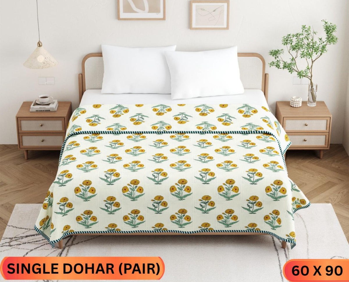 Handwork Katha Single Dohar Semi 60 x 90 in - 2 Pcs (Design 1644)