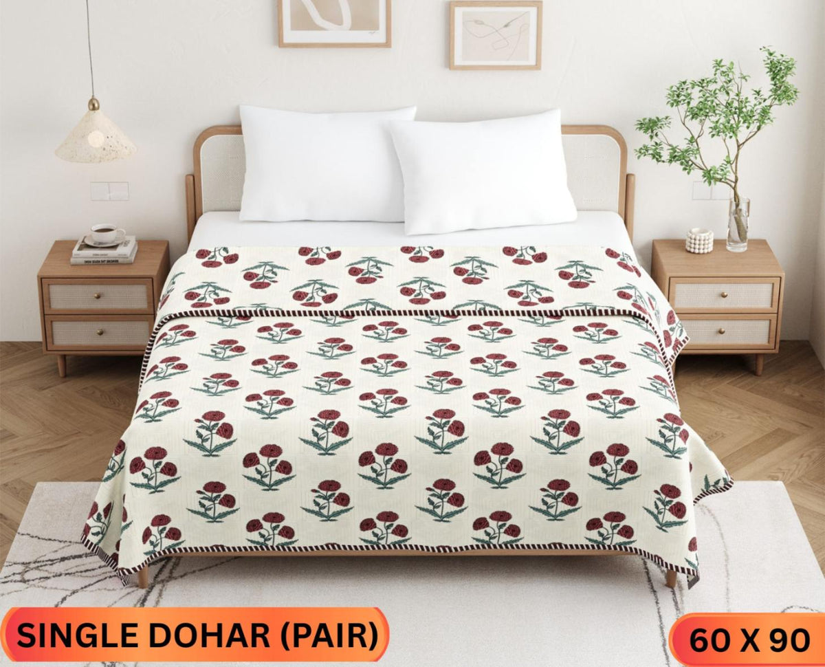 Handwork Katha Single Dohar Semi 60 x 90 in - 2 Pcs (Design 1645)