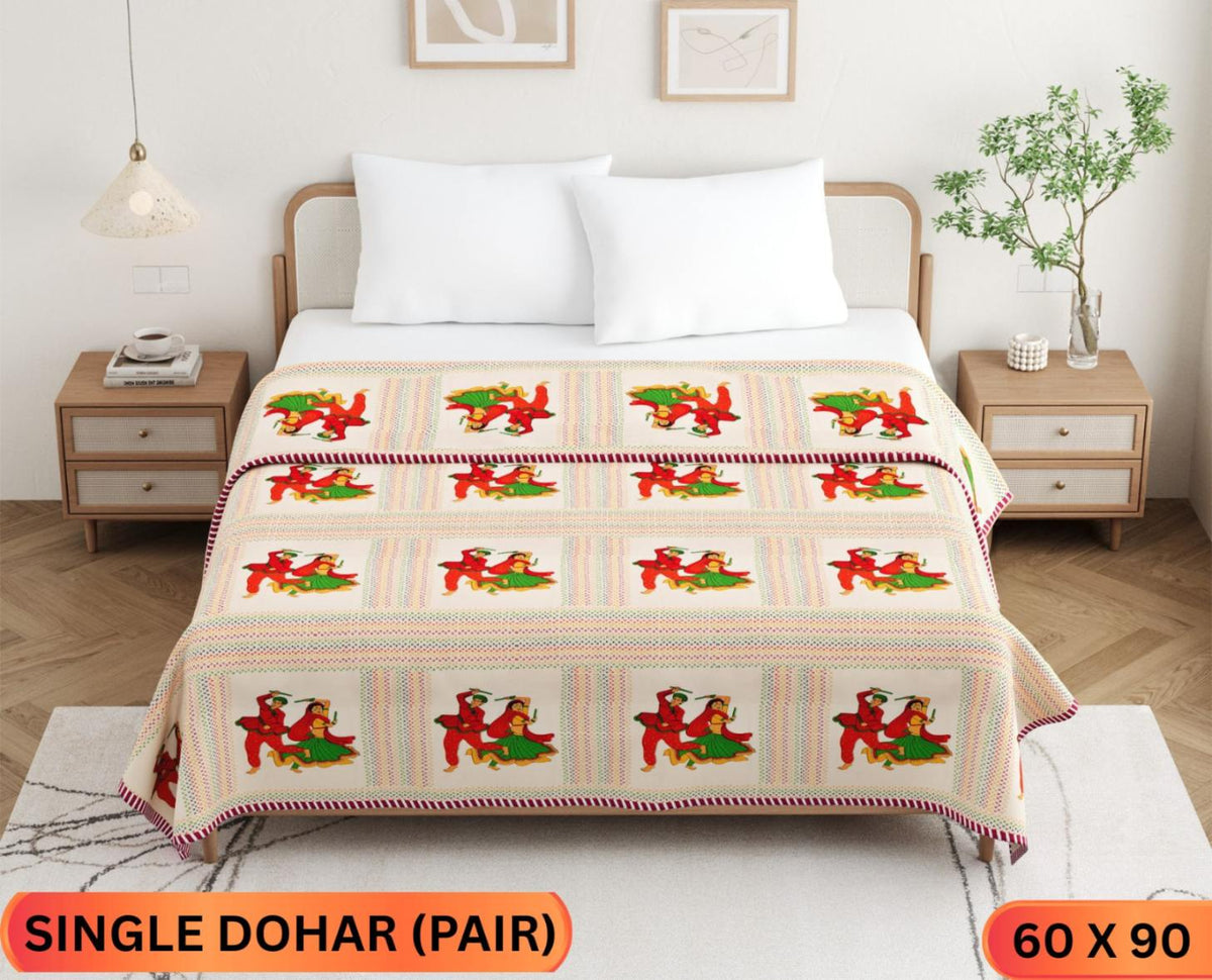 Handwork Katha Single Dohar Semi 60 x 90 in - 2 Pcs (Design 1648)