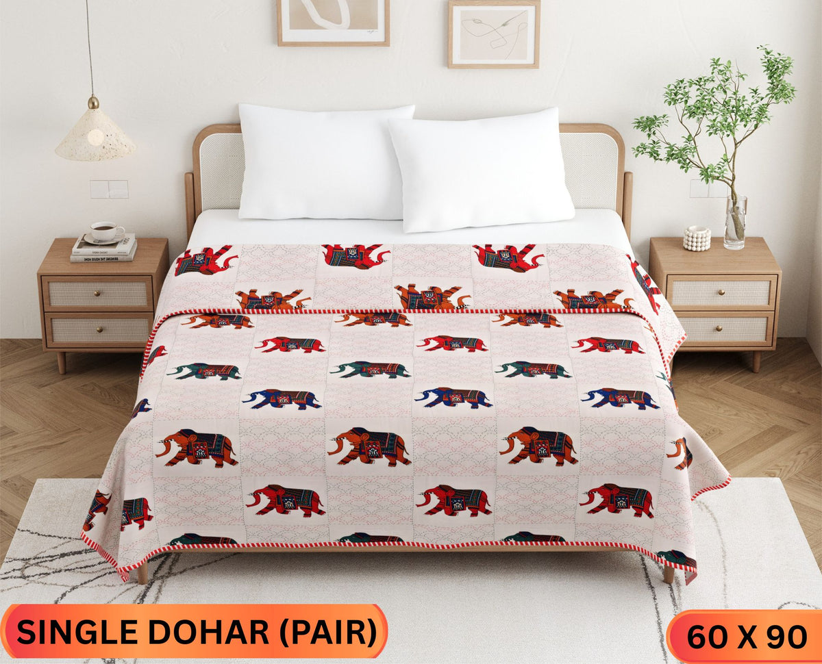 Handwork Katha Single Dohar Semi 60 x 90 in - 2 Pcs (Design 1652)