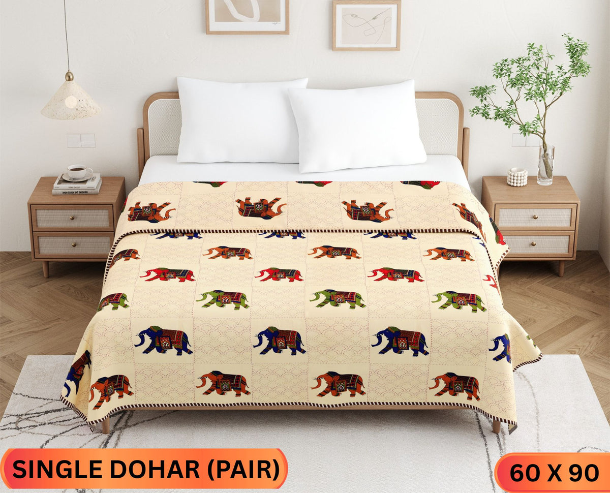 Handwork Katha Single Dohar Semi 60 x 90 in - 2 Pcs (Design 1653)