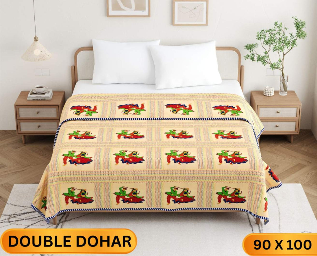 Handwork Katha Double Dohar Semi 90 x 100 in - 1 Pc (Design 1664)