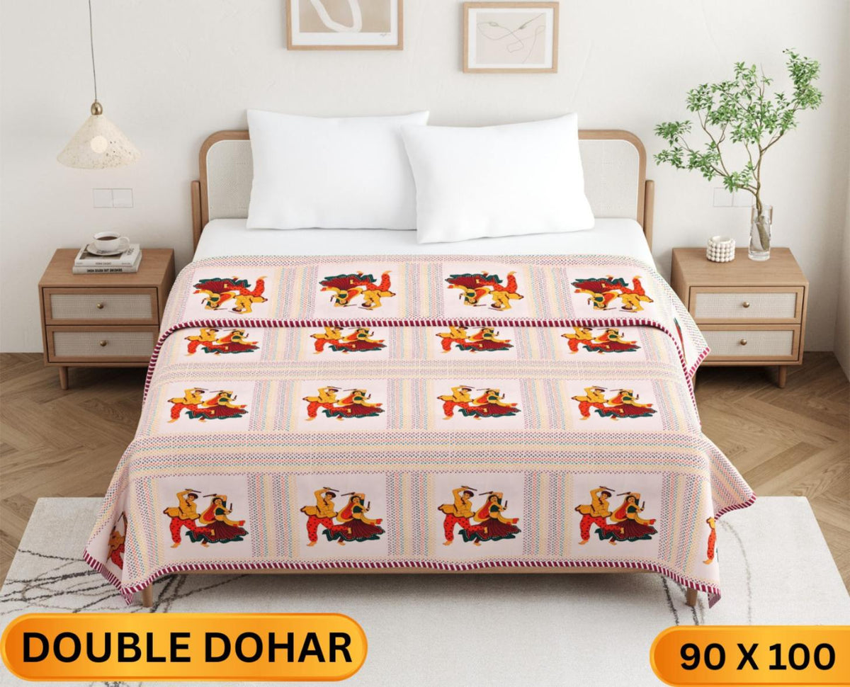 Handwork Katha Double Dohar Semi 90 x 100 in - 1 Pc (Design 1665)