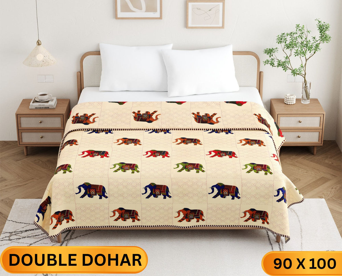 Handwork Katha Double Dohar Semi 90 x 100 in - 1 Pc (Design 1671)