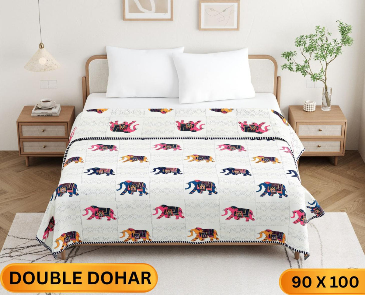 Handwork Katha Double Dohar Semi 90 x 100 in - 1 Pc (Design 1672)