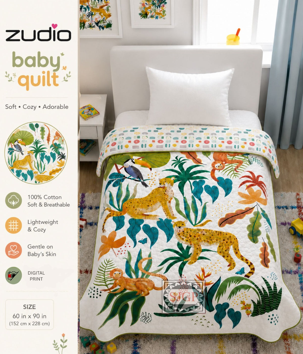 Baby Quilt Razai 60 x 90 in - 1 Pc (Design 1879)
