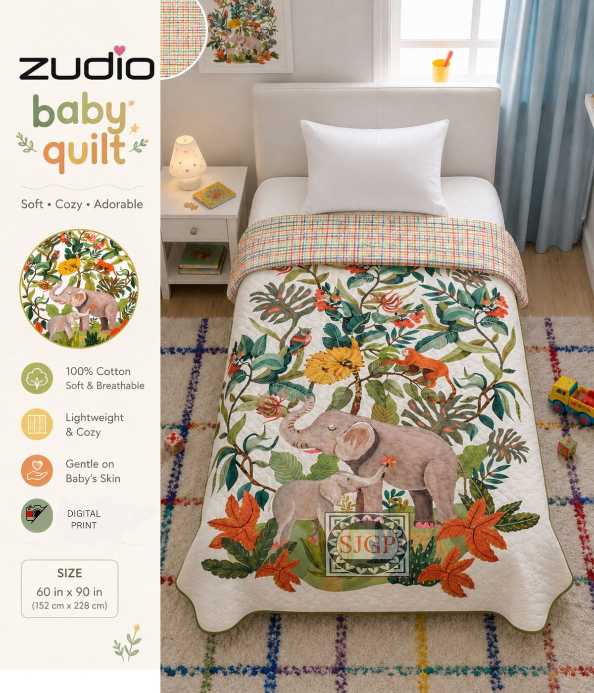 Baby Quilt Razai 60 x 90 in - 1 Pc (Design 1880)