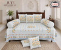 Jute (Digital Print) Diwan Set with Foam 70 x 100 in - 8 Pcs (Design 1922)