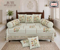 Jute (Digital Print) Diwan Set with Foam 70 x 100 in - 8 Pcs (Design 1917)