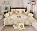 Jute (Digital Print) Diwan Set with Foam 70 x 100 in - 8 Pcs (Design 1918)
