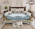 Jute (Digital Print) Diwan Set with Foam 70 x 100 in - 8 Pcs (Design 1924)