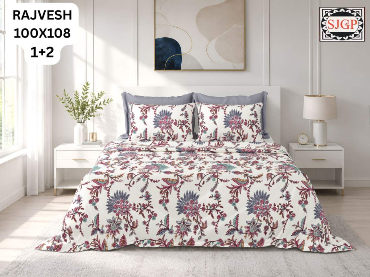 Rajvesh Bedsheet Set 100 x 108 in - 3 Pcs (Design 1989)