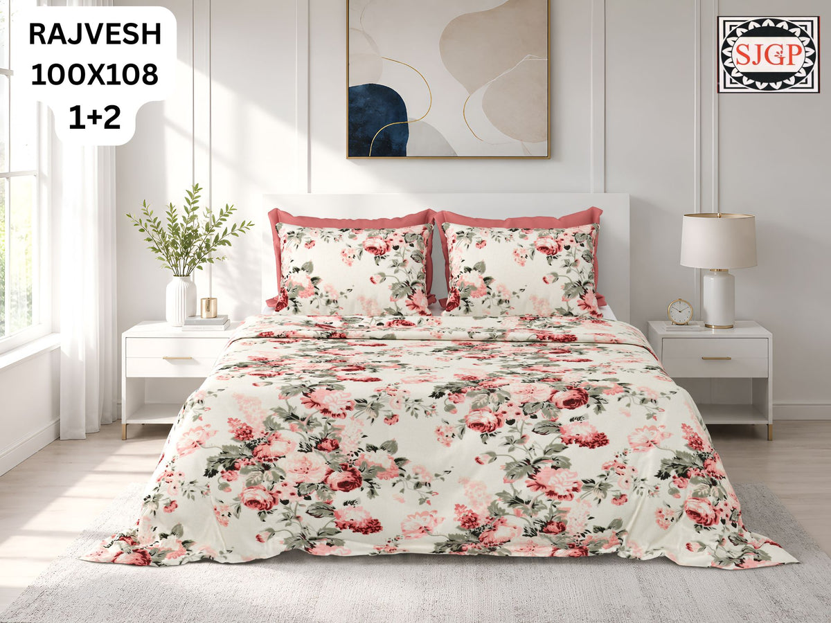 Rajvesh Bedsheet Set 100 x 108 in - 3 Pcs (Design 1996)