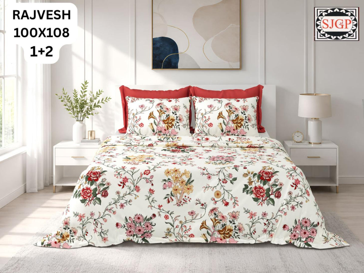 Rajvesh Bedsheet Set 100 x 108 in - 3 Pcs (Design 1998)