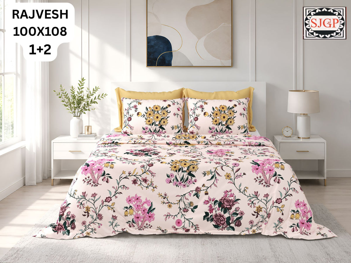 Rajvesh Bedsheet Set 100 x 108 in - 3 Pcs (Design 1999)