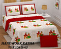 Handwork Katha Bedsheet Set 70 x 108 in - 3 Pcs (Design 2029)