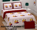 Handwork Katha Bedsheet Set 70 x 108 in - 3 Pcs (Design 2031)