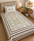Jute Bedsheet Set 63 x 90 in - 4 Pcs (Design 2048)
