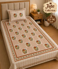 Jute Bedsheet Set 63 x 90 in - 4 Pcs (Design 2049)