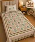 Jute Bedsheet Set 63 x 90 in - 4 Pcs (Design 2053)