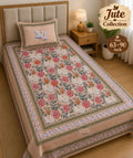 Jute Bedsheet Set 63 x 90 in - 4 Pcs (Design 2061)