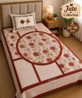 Jute Bedsheet Set 63 x 90 in - 4 Pcs (Design 2066)