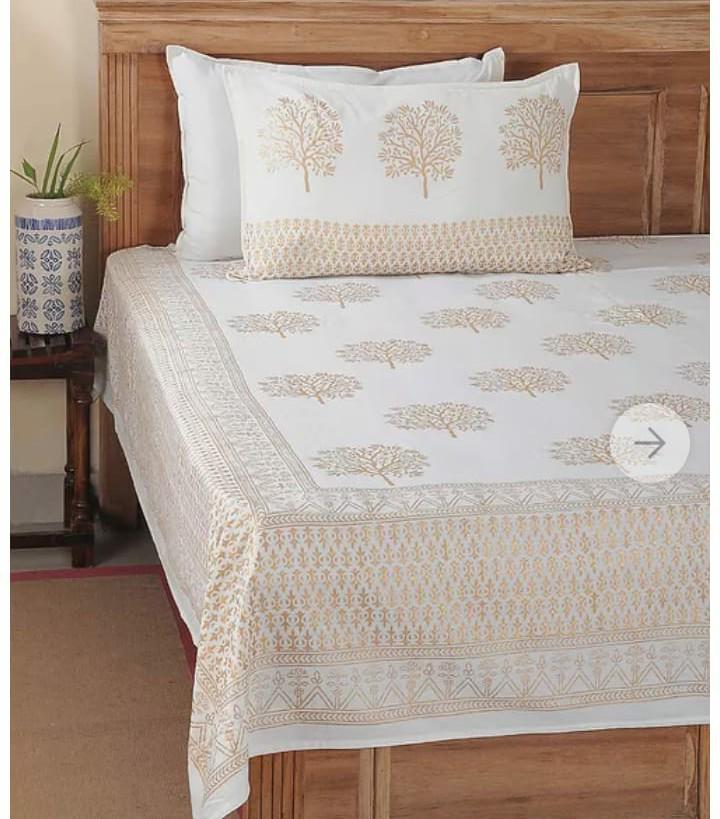 Premium Hand Block Printed Bedsheet Set - 400TC Percale Cotton