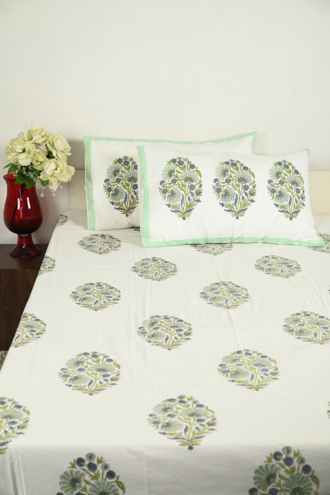 Premium Hand Block Printed Bedsheet Set - 400TC Percale Cotton