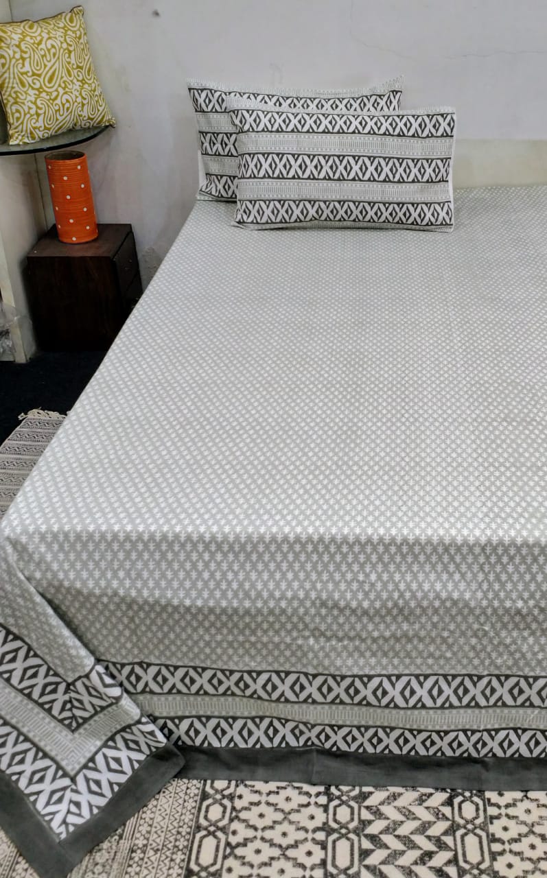Premium Hand Block Printed Bedsheet Set - 400TC Percale Cotton