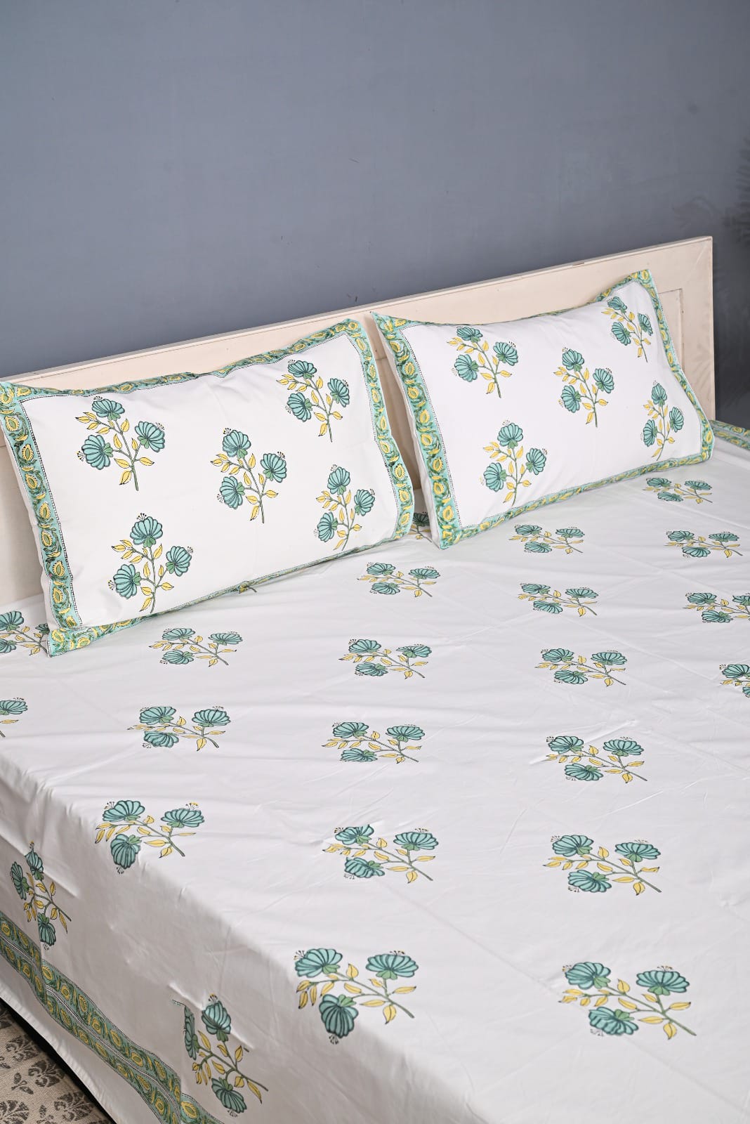 Premium Hand Block Printed Bedsheet Set - 400TC Percale Cotton