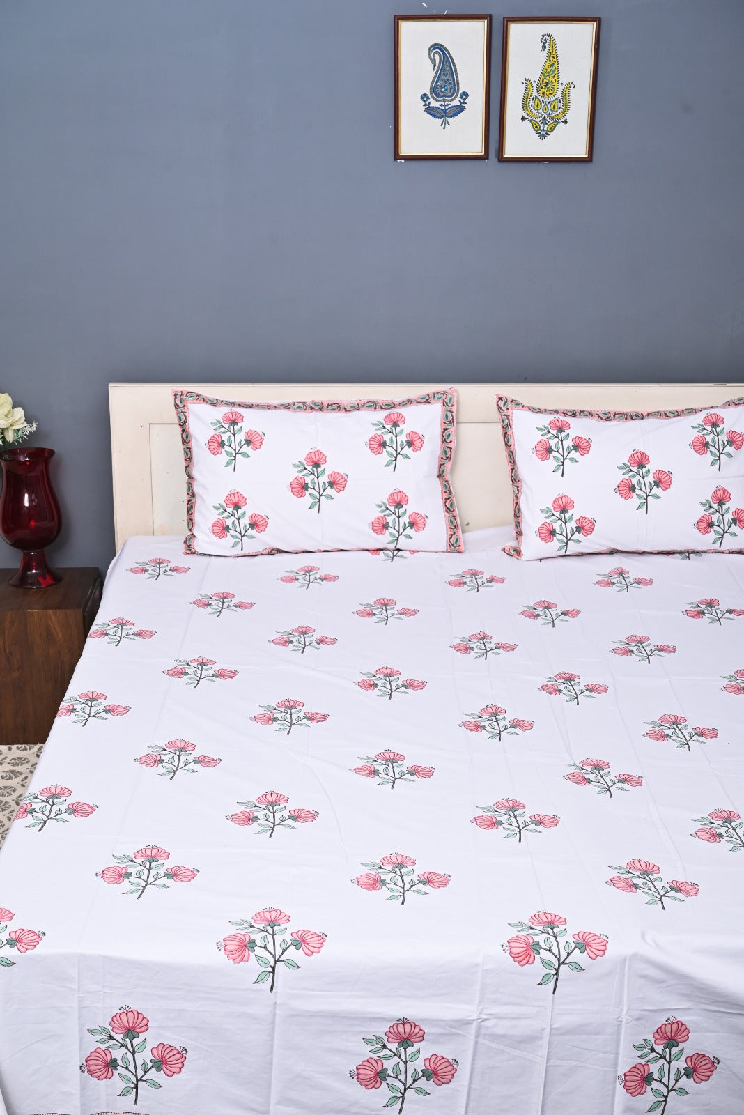Premium Hand Block Printed Bedsheet Set - 400TC Percale Cotton