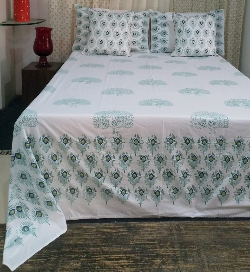 Premium Hand Block Printed Bedsheet Set - 400TC Percale Cotton
