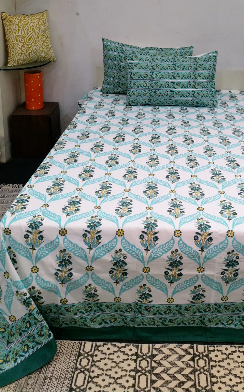 Premium Hand Block Printed Bedsheet Set - 400TC Percale Cotton