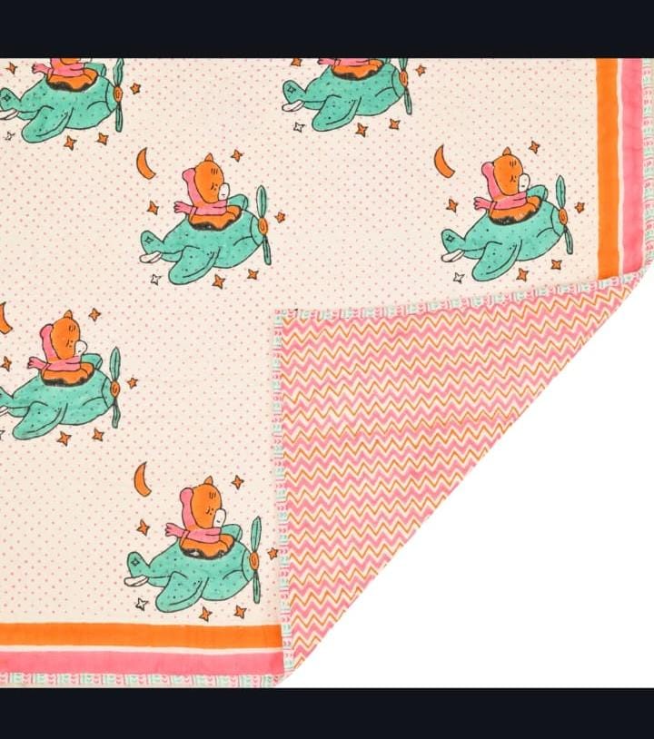 Soft Cotton Baby Quilt - Reversible Block Print