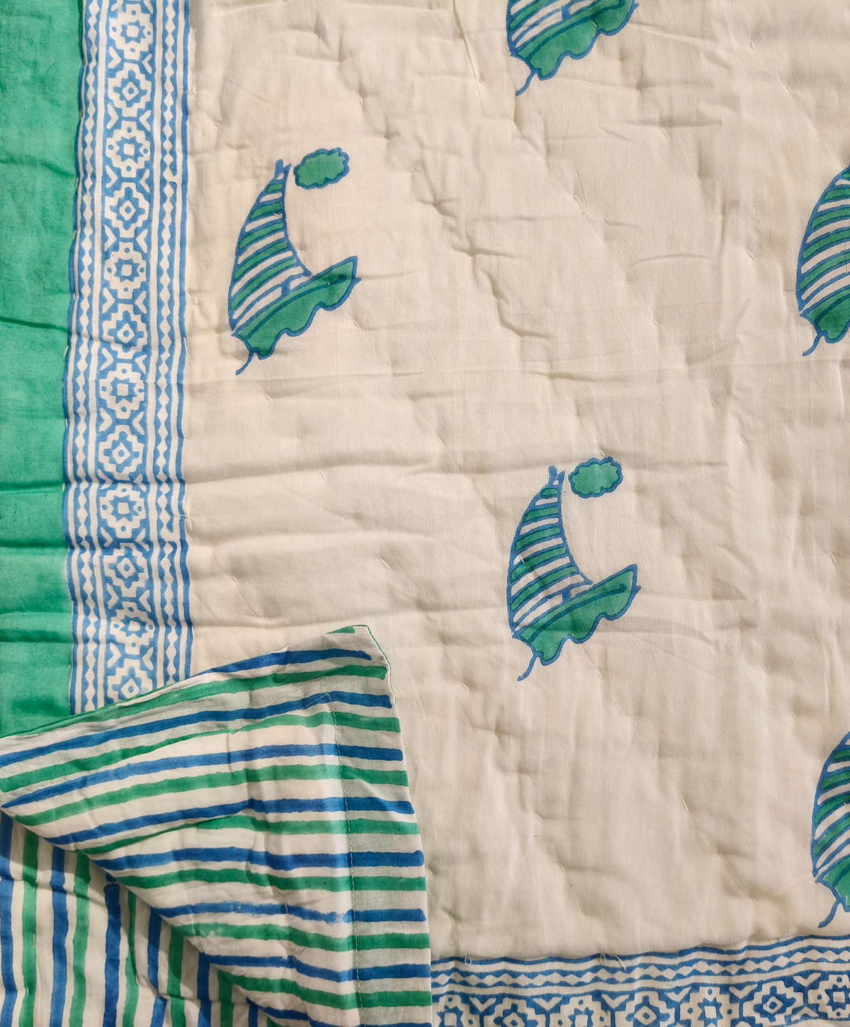 Soft Cotton Baby Quilt - Reversible Block Print