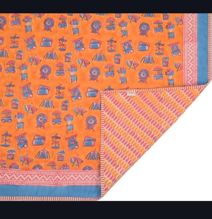 Soft Cotton Baby Quilt - Reversible Block Print