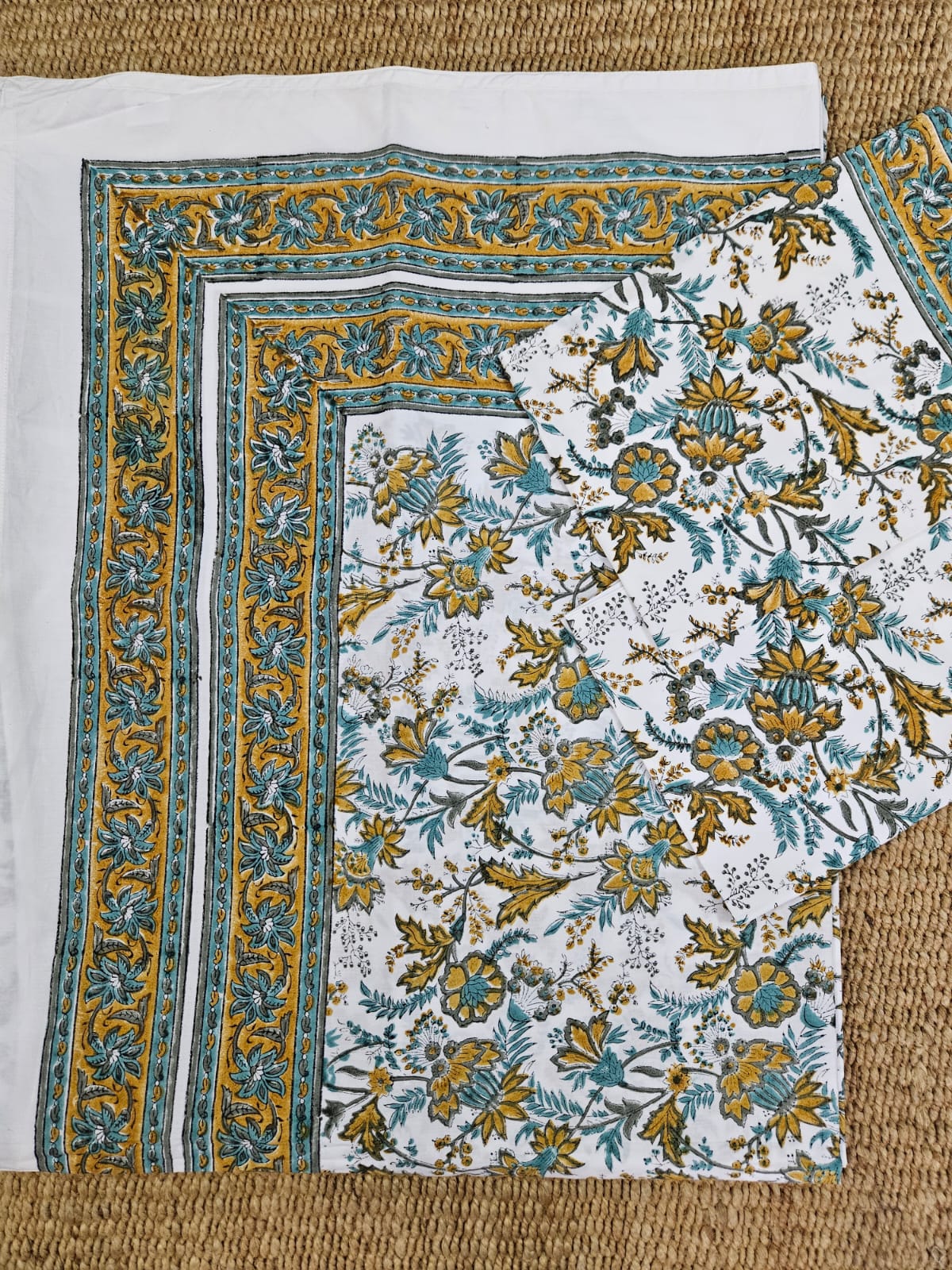 Luxury Premium Cotton Hand Block Printed Bedsheet Set
