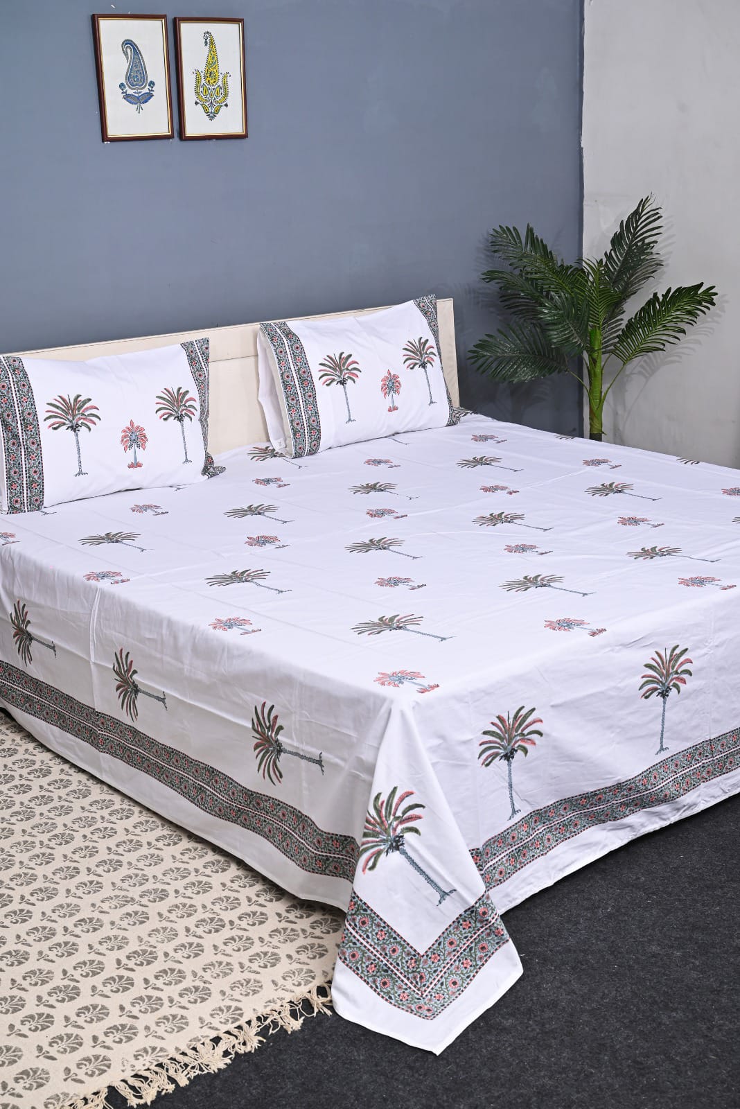 Luxury Premium Cotton Hand Block Printed Bedsheet Set