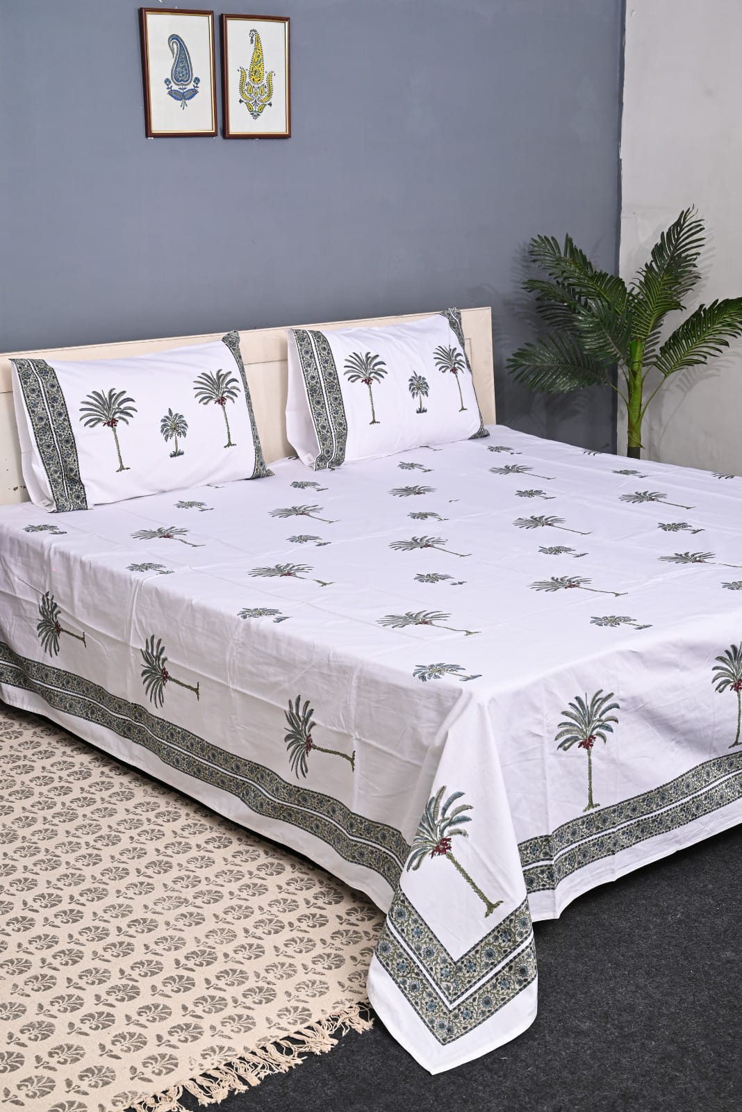 Luxury Premium Cotton Hand Block Printed Bedsheet Set