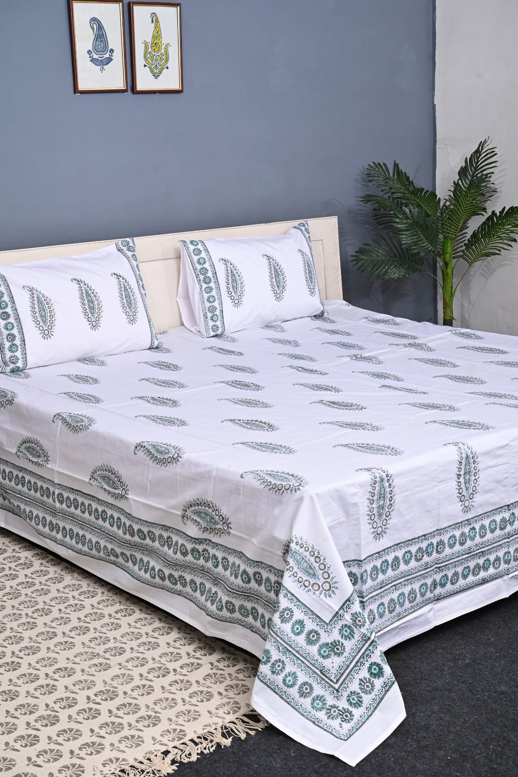 Luxury Premium Cotton Hand Block Printed Bedsheet Set