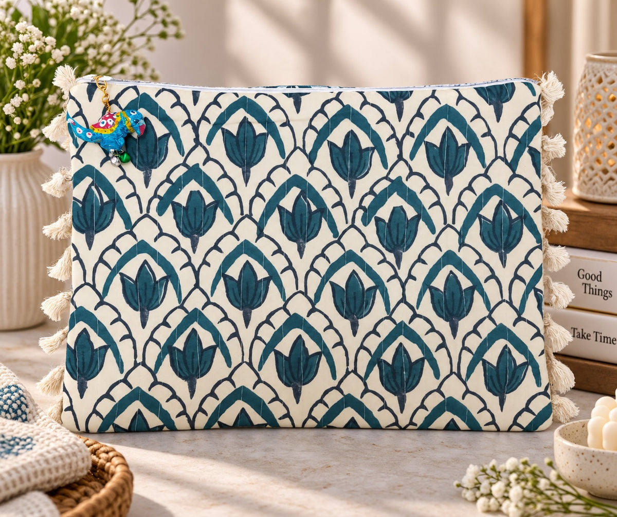 Handcrafted Block Print Kilim Flat Pouch