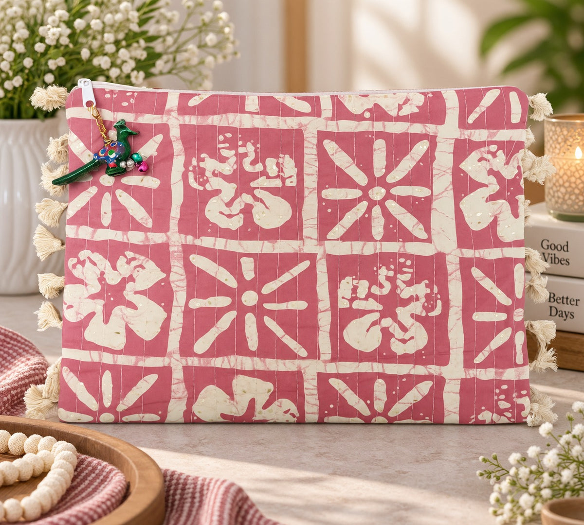 Handcrafted Block Print Kilim Flat Pouch