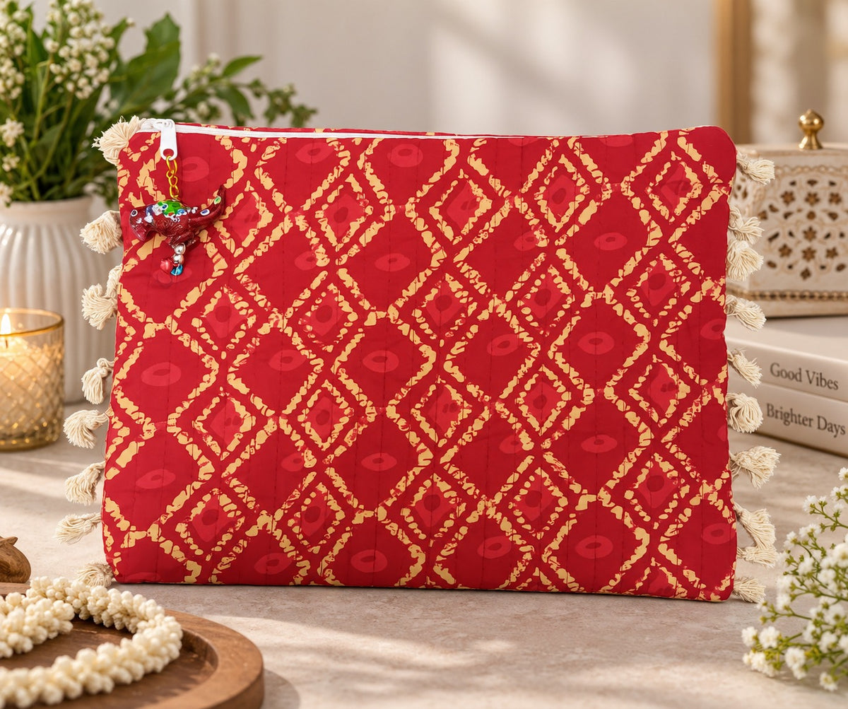 Handcrafted Block Print Kilim Flat Pouch