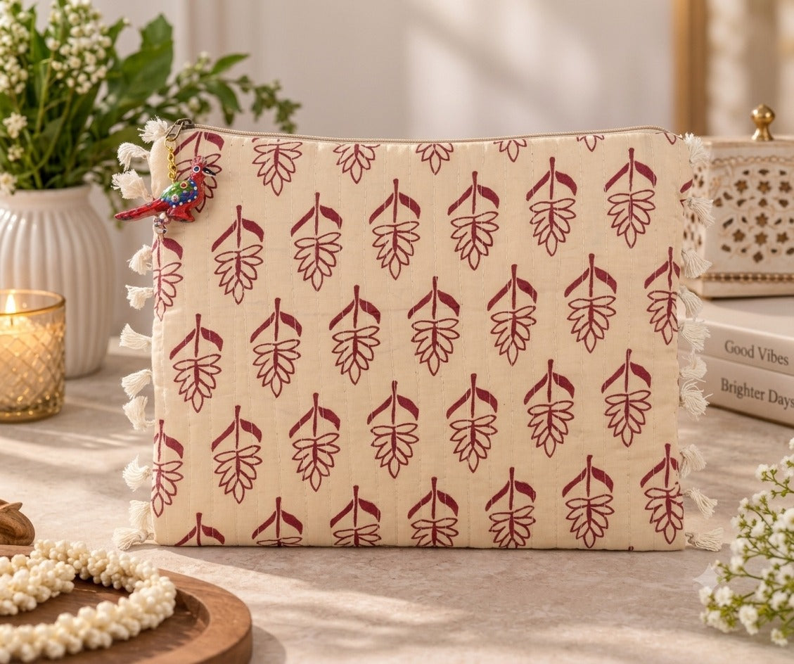 Handcrafted Block Print Kilim Flat Pouch