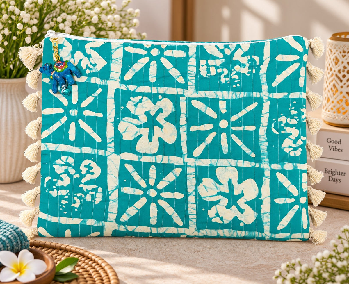 Handcrafted Block Print Kilim Flat Pouch